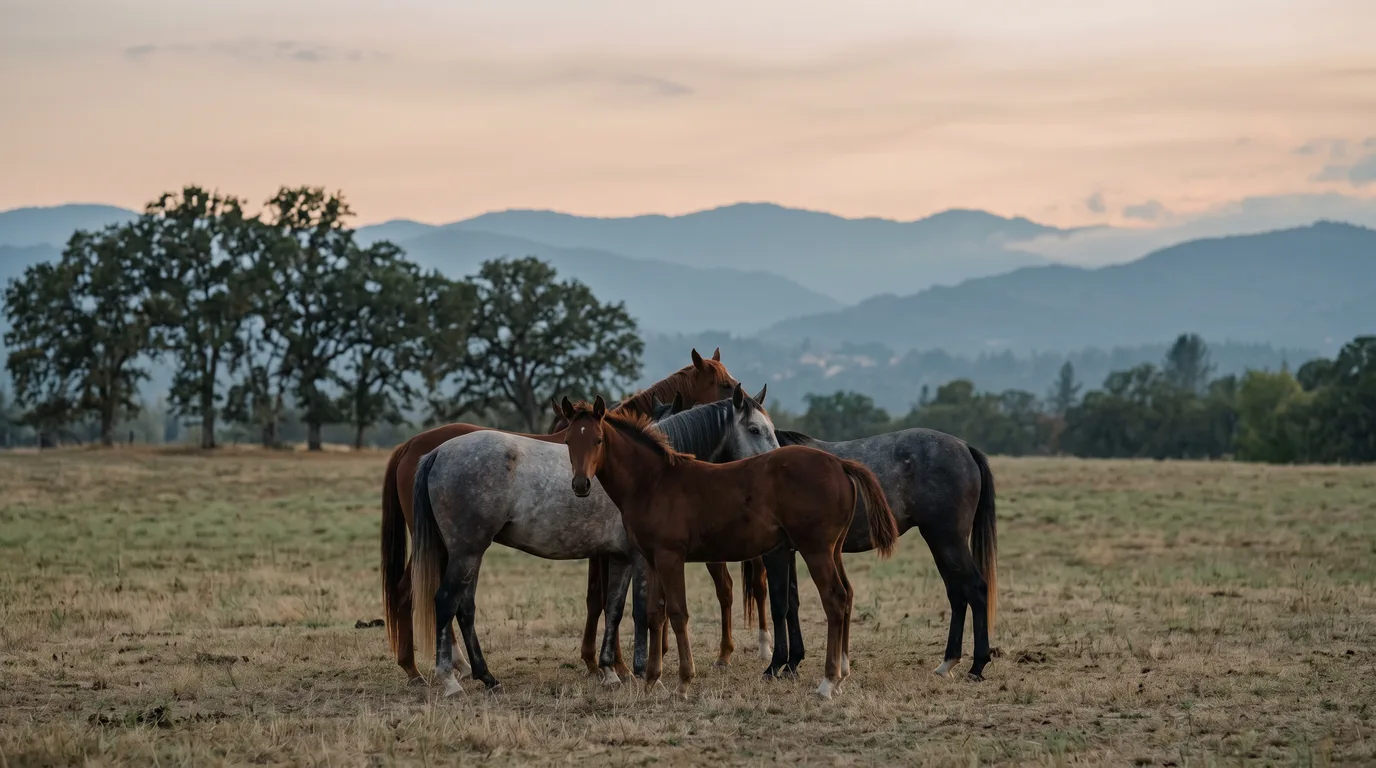 Chevaux en liberté, Centre équestre Le Chambon, Ardèche